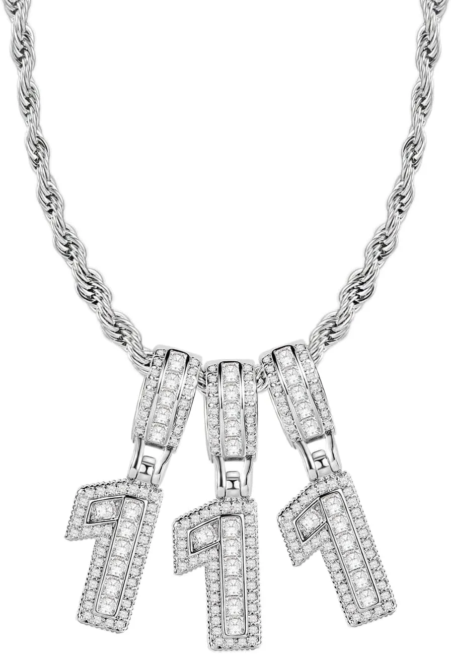 1 2 3 4 5 6 7 8 9 0 Sparkling Lucky Number Necklace Women Graduation Sport Team Clear CZ Memorable Birthday Anniversary