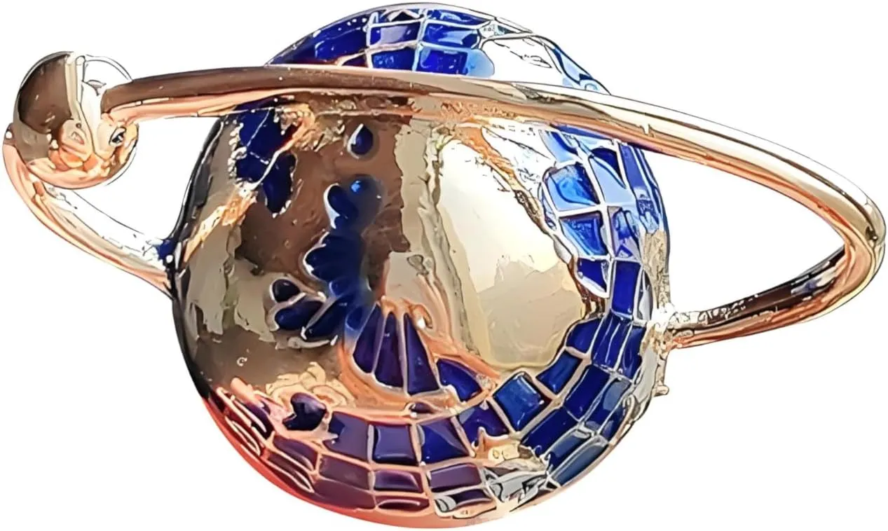 1 PC Blue Space Planet Brooch and Pin for Woman, Enamel Corsage Lapel Brooches Pins for Women Clothing Jackets Badges Jewelry Accessories