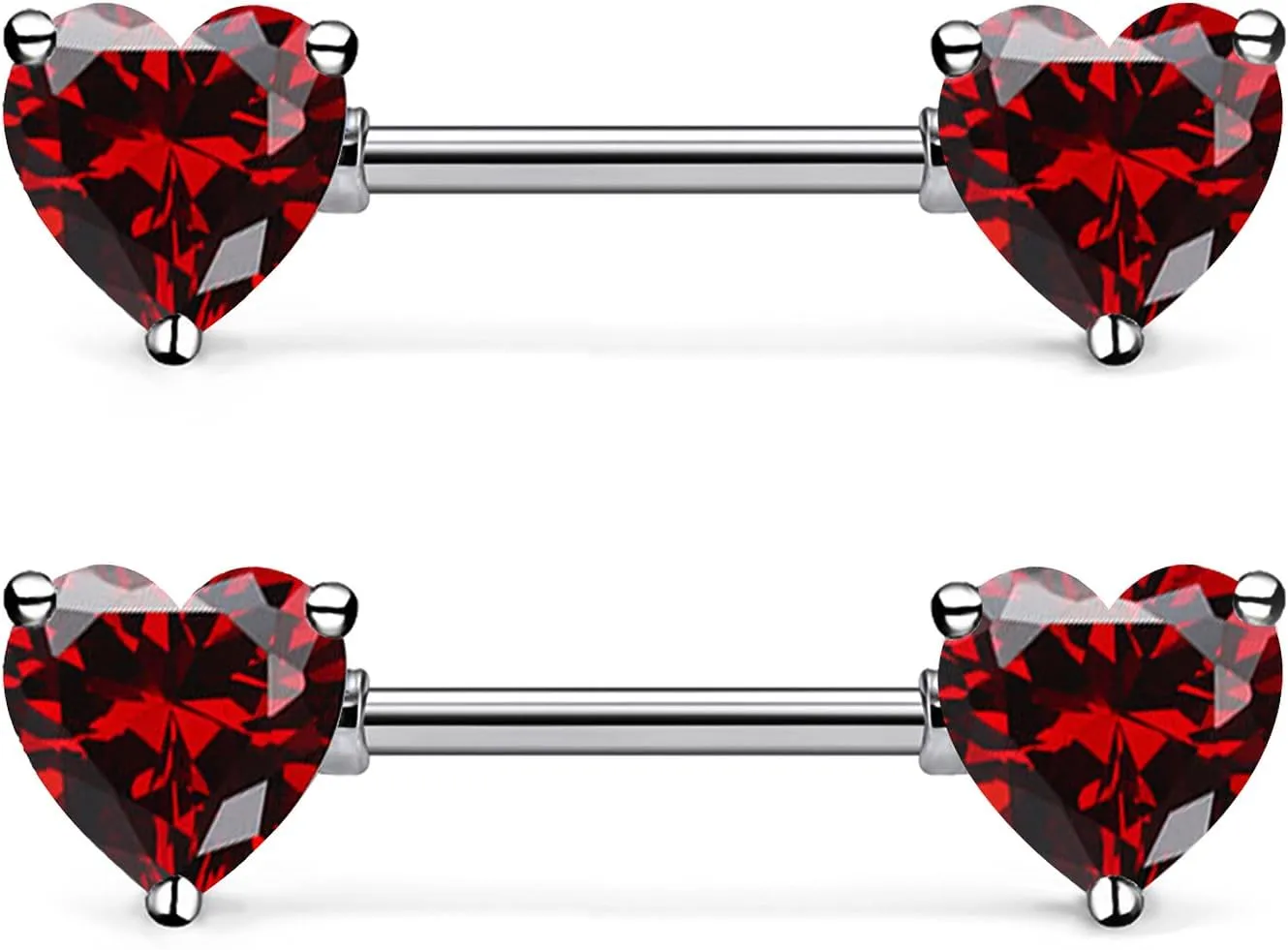 14G ASTM F136 Titanium Nipple Piercing Jewelry Heart CZ Nipple Barbell Jewelry Internally Threaded G23 Solid Titanium Nipple Piercing Barbell Ring Jewelry for Women Men 14 Gauge
