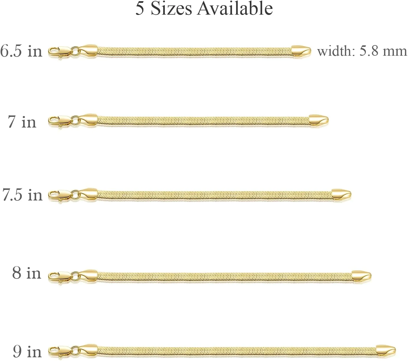 14K Gold Bracelets for Women & Bracelet for Men Smooth Snake Gold Chain Bracelet for Women Men Bracelets Jewelry Presents (6.5, 7, 7.5, 8, 9 in)