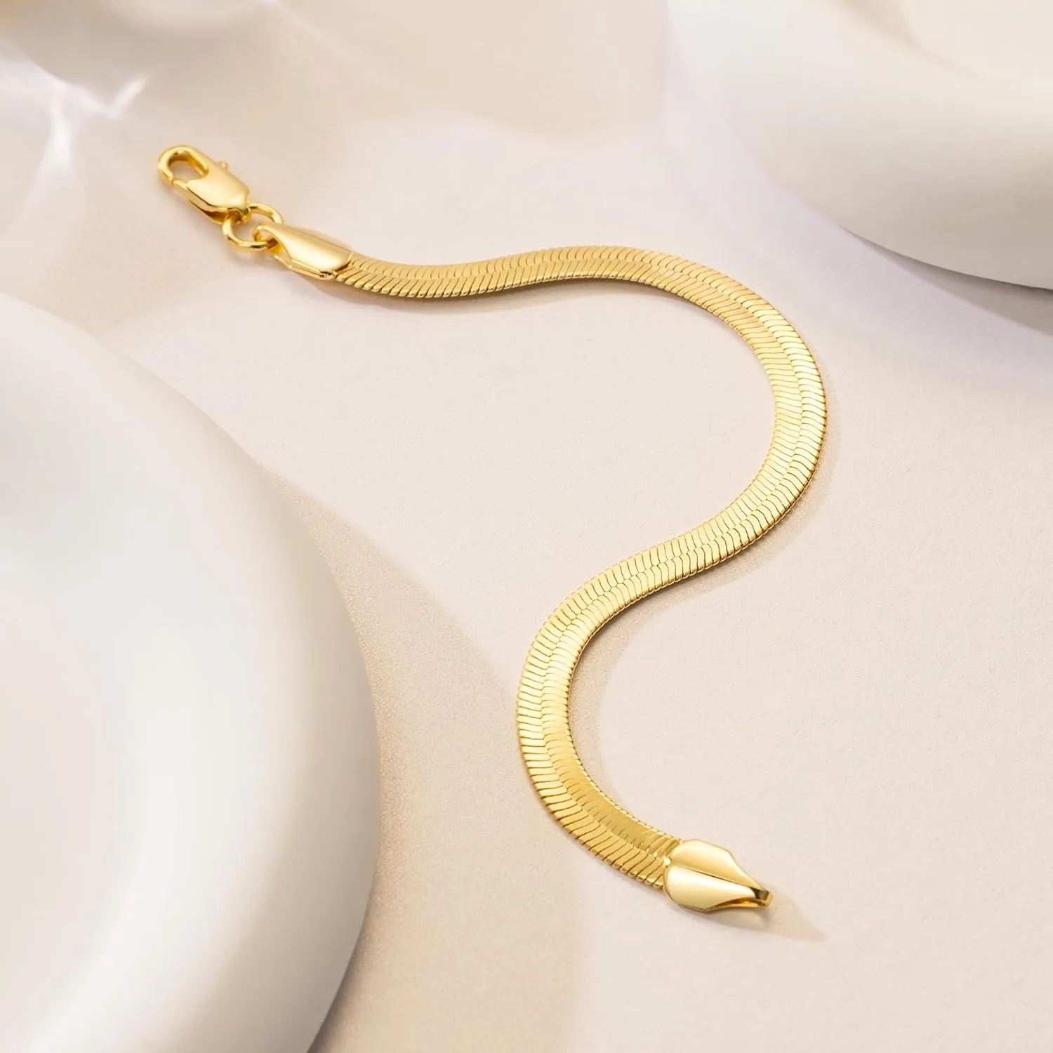 14K Gold Bracelets for Women & Bracelet for Men Smooth Snake Gold Chain Bracelet for Women Men Bracelets Jewelry Presents (6.5, 7, 7.5, 8, 9 in)