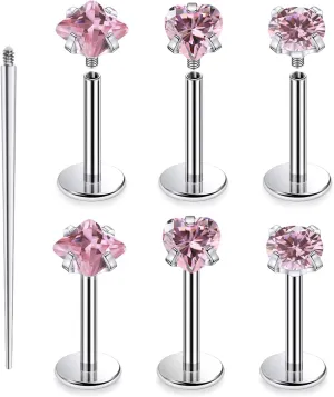 16G F136 Titanium Lip Rings CZ Labret Jewelry Internally Threaded Monroe Lip Ring Medusa Snake Bite Piercing Jewelry Conch Tragus Forward Helix Cartilage Earring Studs Piercing Jewelry