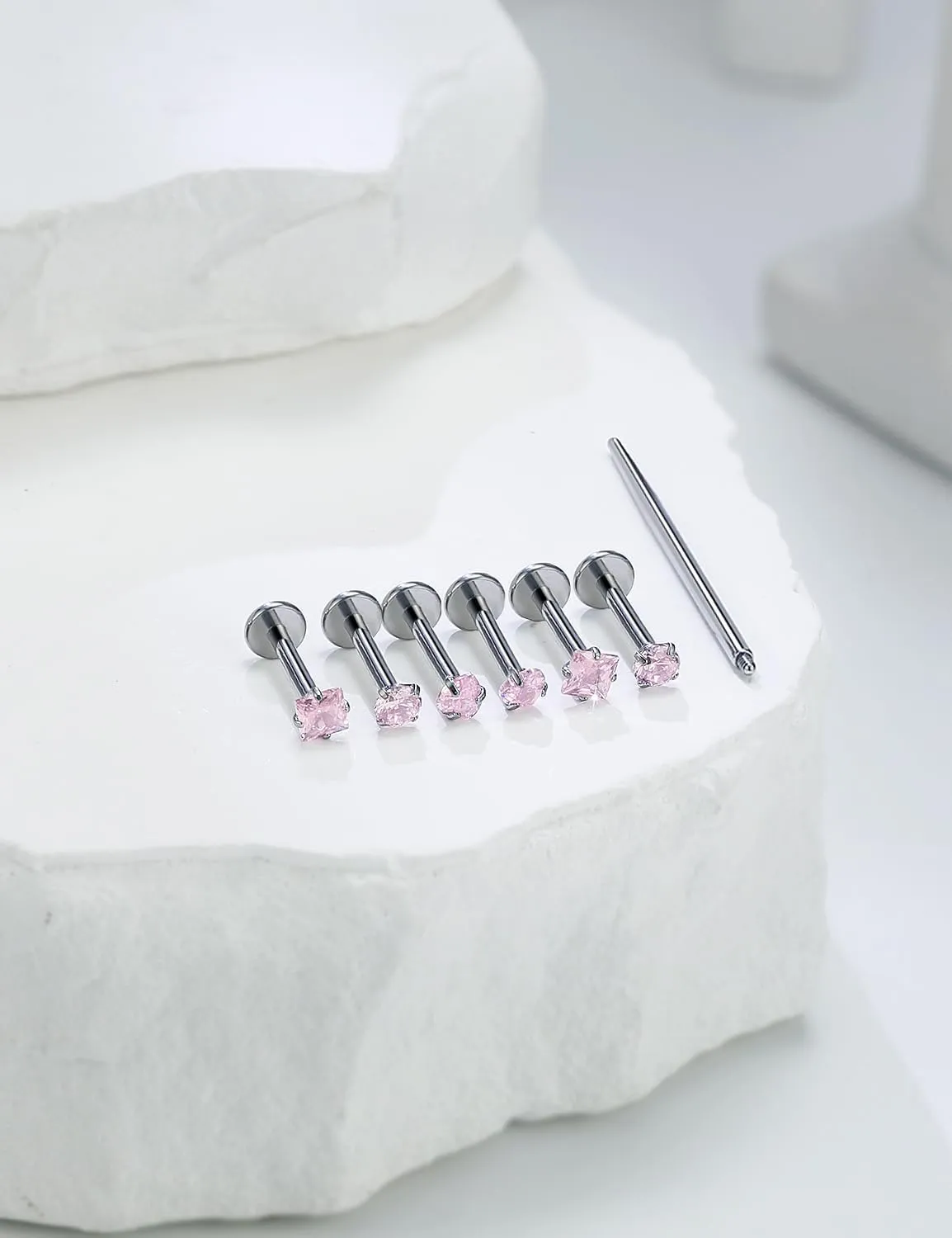 16G F136 Titanium Lip Rings CZ Labret Jewelry Internally Threaded Monroe Lip Ring Medusa Snake Bite Piercing Jewelry Conch Tragus Forward Helix Cartilage Earring Studs Piercing Jewelry