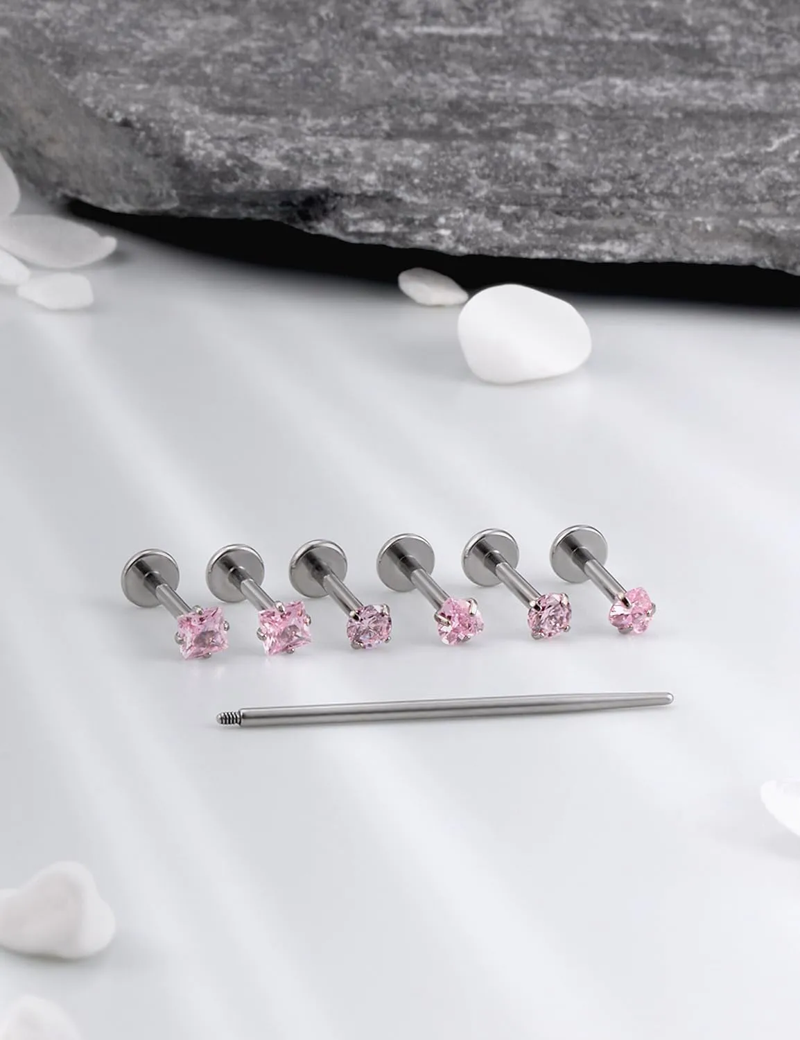 16G F136 Titanium Lip Rings CZ Labret Jewelry Internally Threaded Monroe Lip Ring Medusa Snake Bite Piercing Jewelry Conch Tragus Forward Helix Cartilage Earring Studs Piercing Jewelry