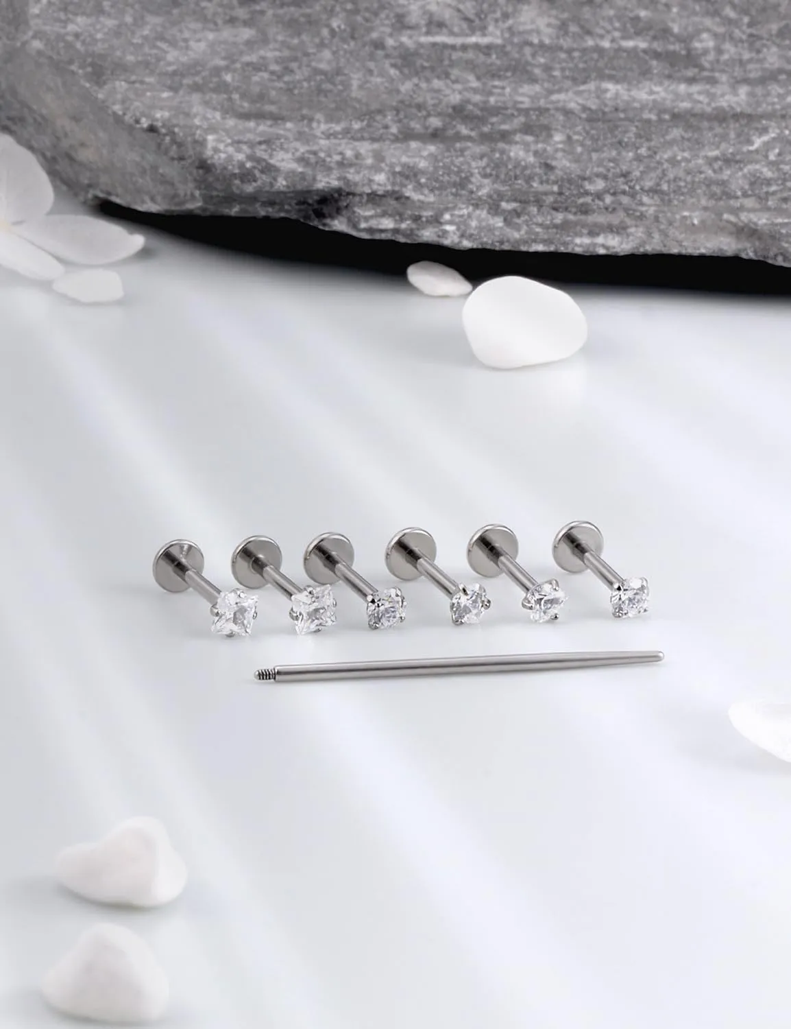 16G F136 Titanium Lip Rings CZ Labret Jewelry Internally Threaded Monroe Lip Ring Medusa Snake Bite Piercing Jewelry Conch Tragus Forward Helix Cartilage Earring Studs Piercing Jewelry