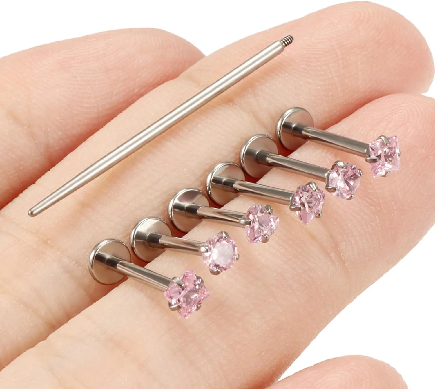 16G F136 Titanium Lip Rings CZ Labret Jewelry Internally Threaded Monroe Lip Ring Medusa Snake Bite Piercing Jewelry Conch Tragus Forward Helix Cartilage Earring Studs Piercing Jewelry