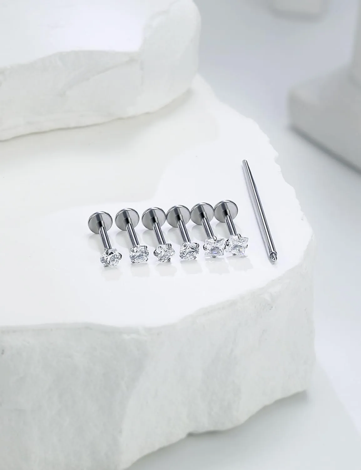 16G F136 Titanium Lip Rings CZ Labret Jewelry Internally Threaded Monroe Lip Ring Medusa Snake Bite Piercing Jewelry Conch Tragus Forward Helix Cartilage Earring Studs Piercing Jewelry