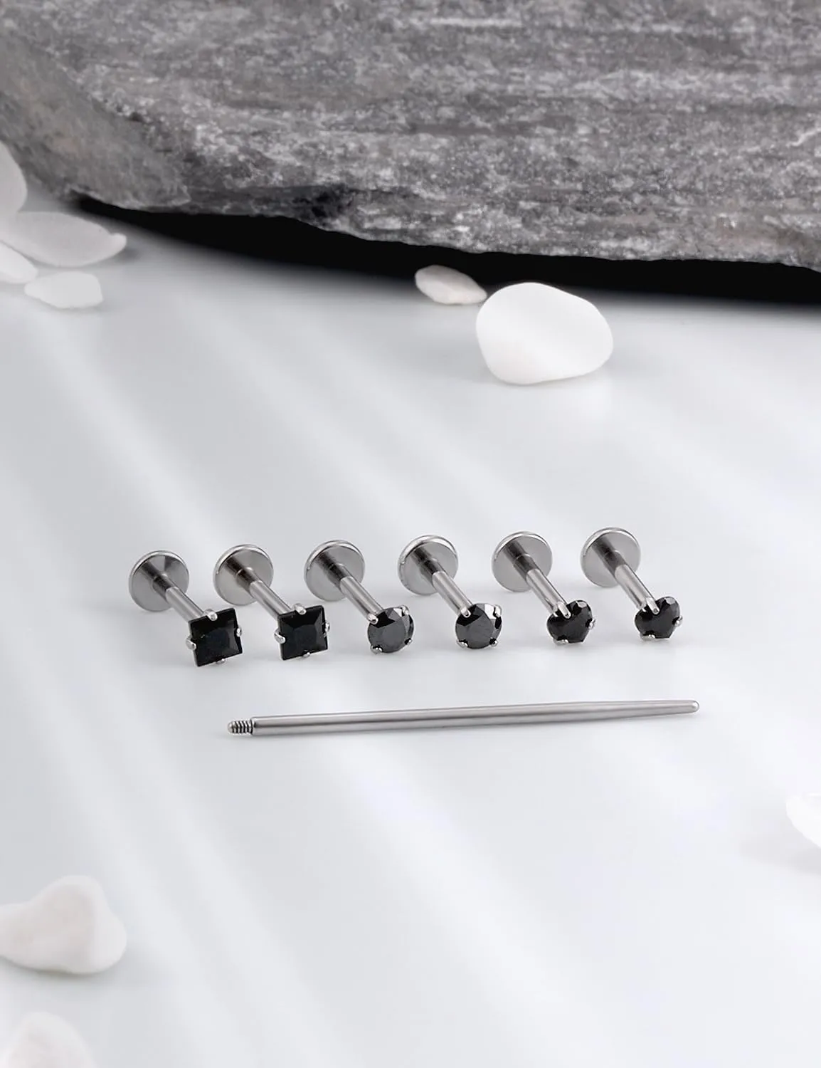 16G F136 Titanium Lip Rings CZ Labret Jewelry Internally Threaded Monroe Lip Ring Medusa Snake Bite Piercing Jewelry Conch Tragus Forward Helix Cartilage Earring Studs Piercing Jewelry