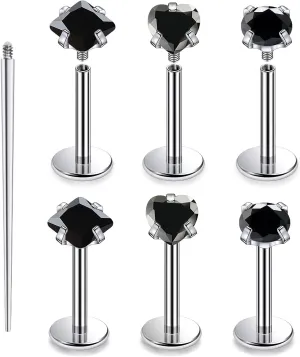 16G F136 Titanium Lip Rings CZ Labret Jewelry Internally Threaded Monroe Lip Ring Medusa Snake Bite Piercing Jewelry Conch Tragus Forward Helix Cartilage Earring Studs Piercing Jewelry