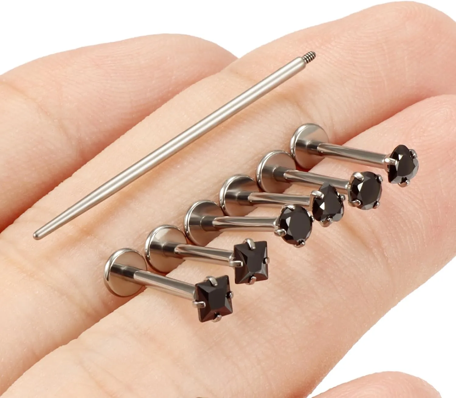 16G F136 Titanium Lip Rings CZ Labret Jewelry Internally Threaded Monroe Lip Ring Medusa Snake Bite Piercing Jewelry Conch Tragus Forward Helix Cartilage Earring Studs Piercing Jewelry