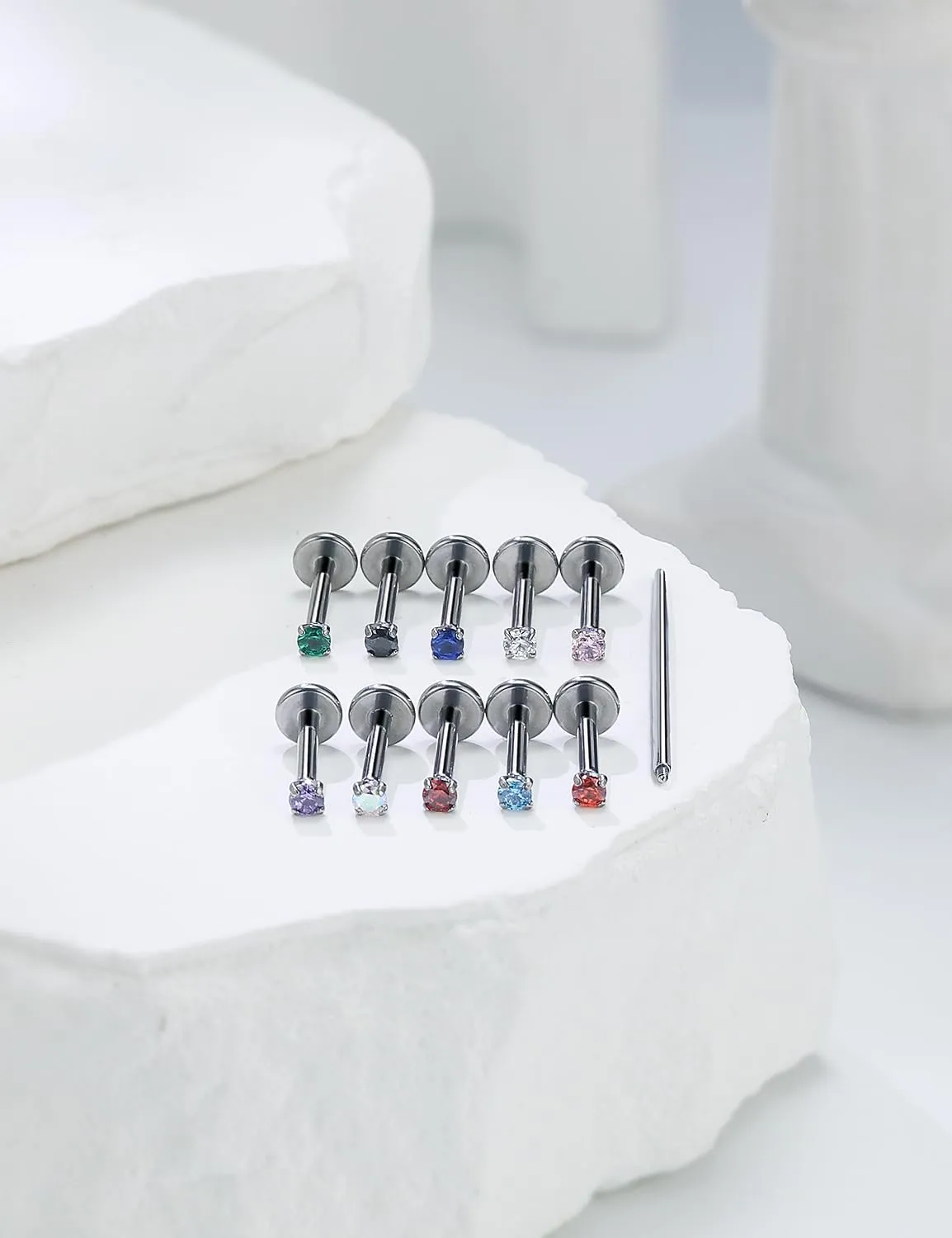 16G F136 Titanium Lip Rings Labret Jewelry Internally Threaded Monroe Lip Ring Medusa Snake Bite Piercing Jewelry Conch Tragus Forward Helix Cartilage Earring Studs Piercing Jewelry