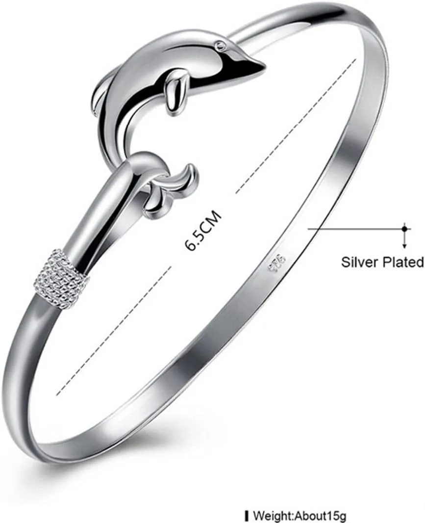 2 Pcs/Lot Fashion Women Jewelry Solid 925 Sterling Bangle Bracelet Gift Silver Lady Fine Jewelry