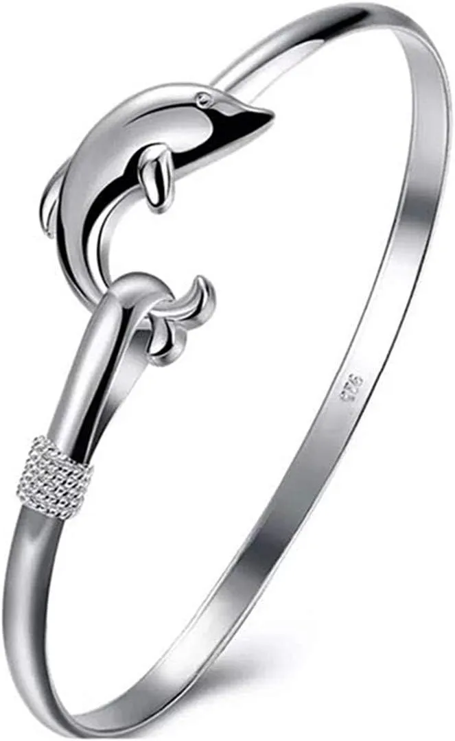 2 Pcs/Lot Fashion Women Jewelry Solid 925 Sterling Bangle Bracelet Gift Silver Lady Fine Jewelry