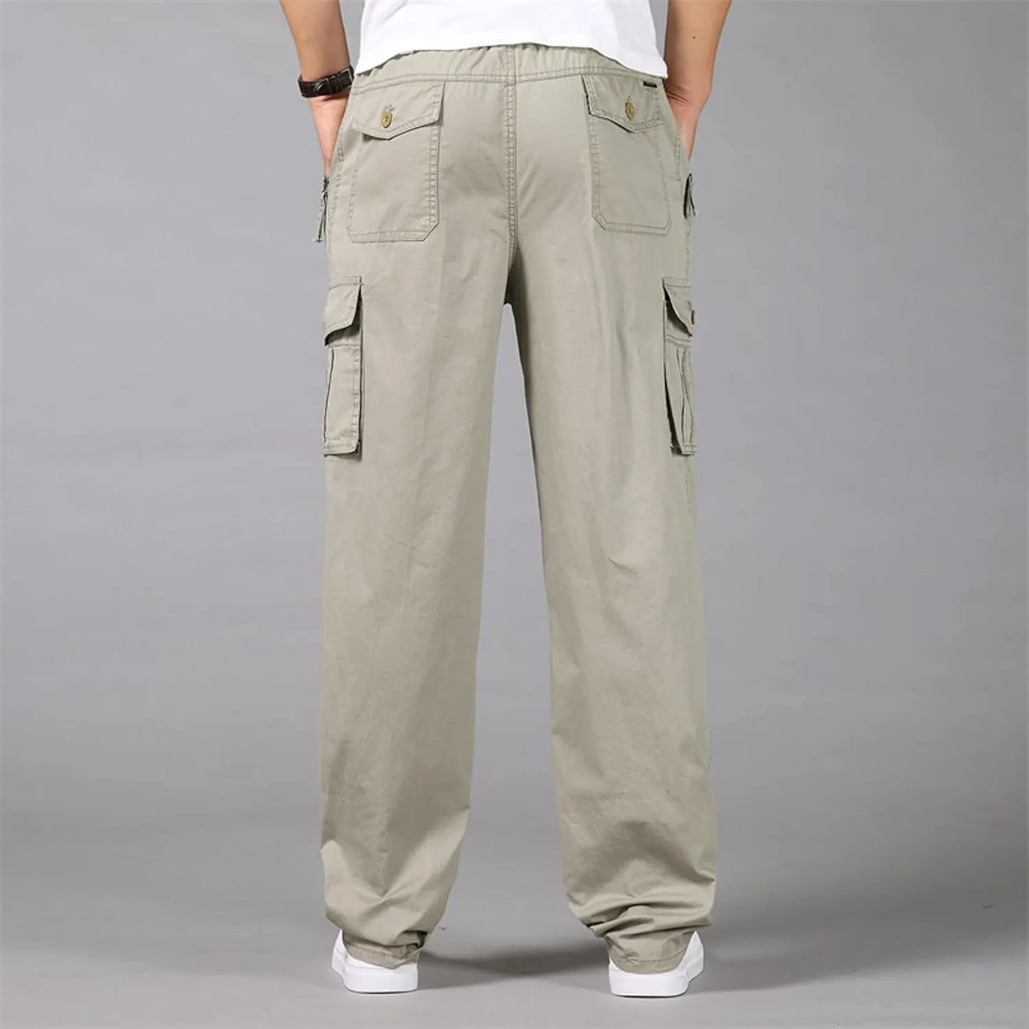 2023 Mens Cargo Pants with Multi Pockets Casual Joggers Hiking Pants Plus Size Loose Straight Sweatpants Stylish Trousers