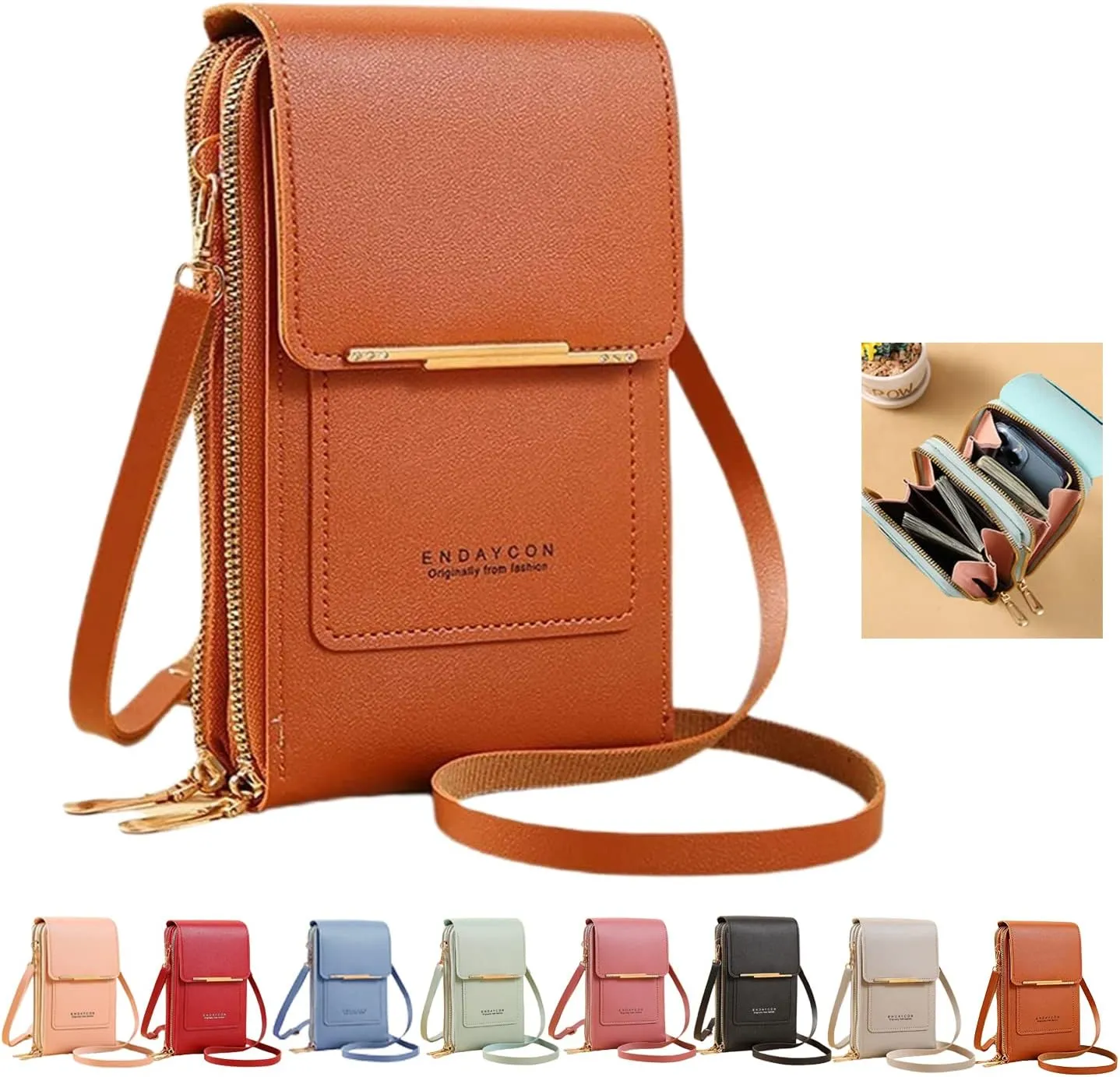 2023 New Anti-theft Leather Bag, Touch Screen Small Crossbody Cell Phone Purse, RFID Blocking Mini PU Leather Crossbody Bags