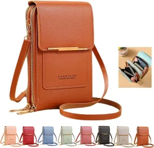 2023 New Anti-theft Leather Bag, Touch Screen Small Crossbody Cell Phone Purse, RFID Blocking Mini PU Leather Crossbody Bags