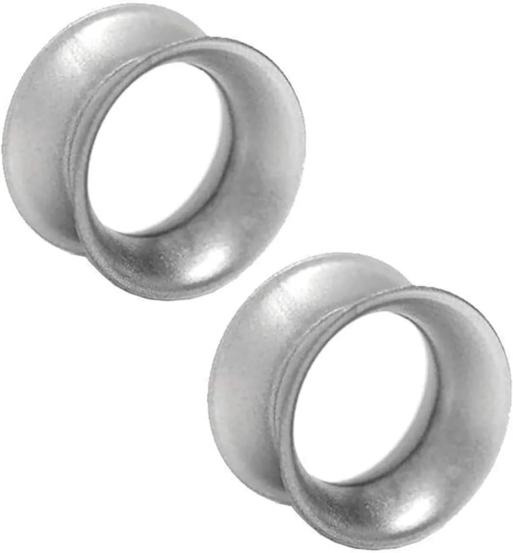 2PCS 4G 2G 0G 00G 11mm 12mm 14mm Metallic Silver Ultra Thin Silicone Flexible Ear Skin Flesh Tunnel Expander Stretching Gauge Earlets Plug Set Gauges Kit