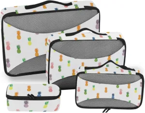 4 Pcs Travel Packing Cubes for Suitcases Colorful Pineapples Travel Packing Cubes Visible Luggage Cubes Organizers Suitcase Organizer Bags Set