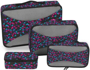 4 Pcs Travel Packing Cubes for Suitcases Geometric Seamless Pattern Travel Packing Cubes Visible Luggage Cubes Organizers Suitcase Organizer Bags Set