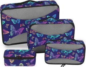 4 Pcs Travel Packing Cubes for Suitcases Rainbow Butterflies Travel Packing Cubes Visible Luggage Cubes Organizers Suitcase Organizer Bags Set