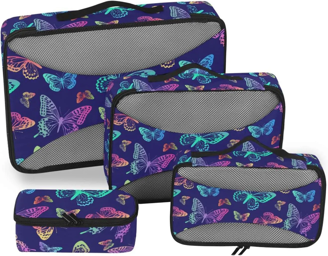 4 Pcs Travel Packing Cubes for Suitcases Rainbow Butterflies Travel Packing Cubes Visible Luggage Cubes Organizers Suitcase Organizer Bags Set