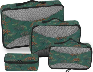 4 Pcs Travel Packing Cubes for Suitcases Vintage Floral Travel Packing Cubes Visible Luggage Cubes Organizers Suitcase Organizer Bags Set