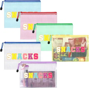 Abbylike 12 Pcs Snack Bags Pouch Travel Makeup Cosmetic Bag Clear Letter Zipper Pouch Waterproof PVC Organizer Storage for Women