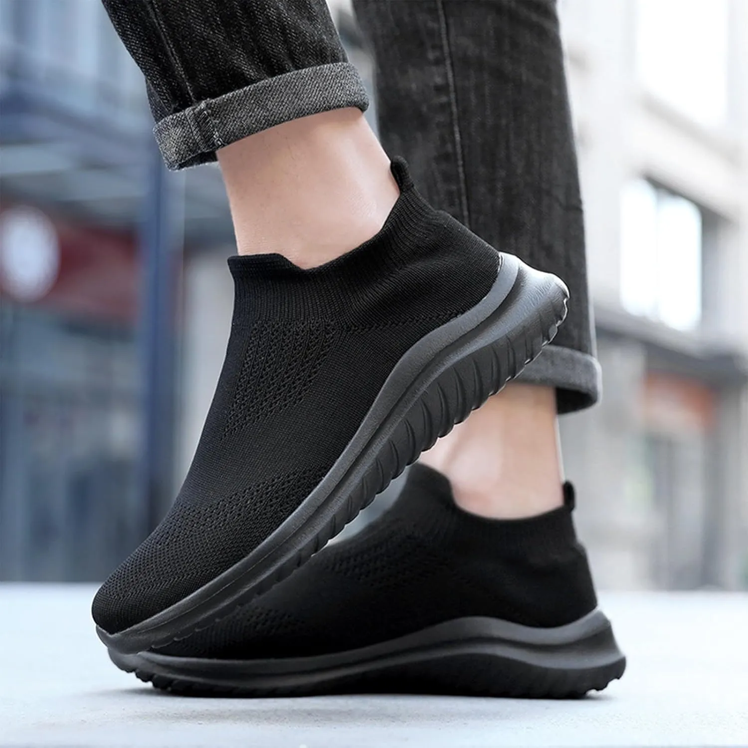 AngryMonkey Men Slip On Lightweight Walking Shoes Non Slip Breathable Running Shoes Comfort Tennis Workout Gym Sneakers