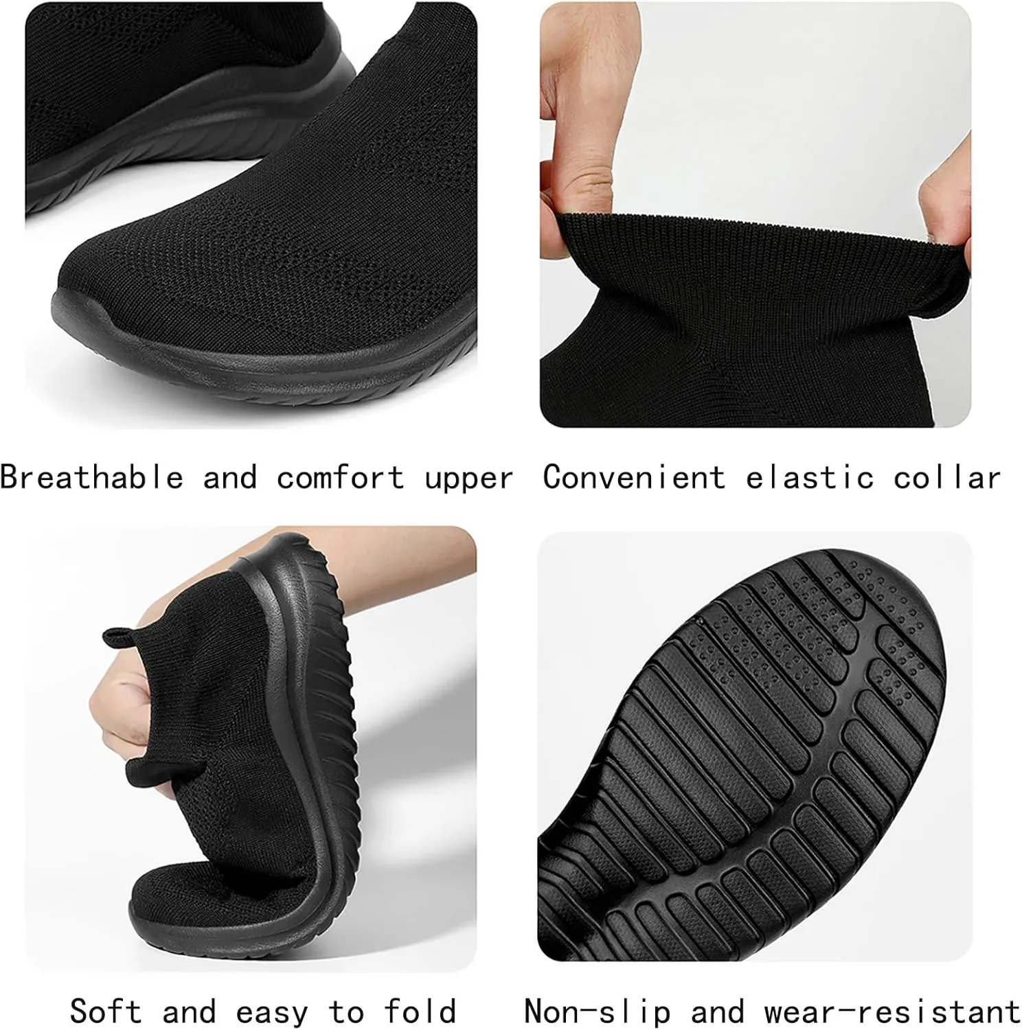AngryMonkey Men Slip On Lightweight Walking Shoes Non Slip Breathable Running Shoes Comfort Tennis Workout Gym Sneakers