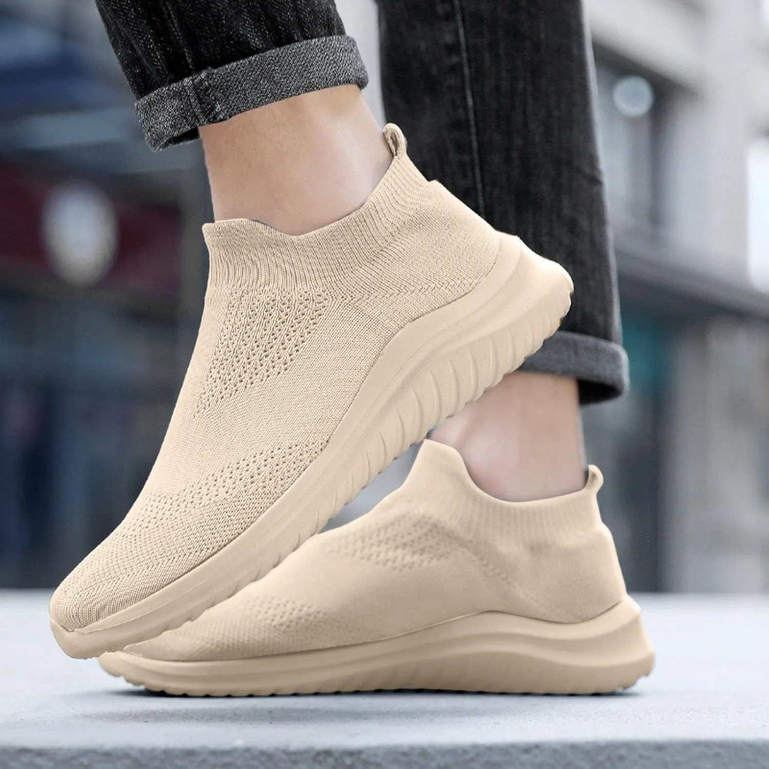 AngryMonkey Men Slip On Lightweight Walking Shoes Non Slip Breathable Running Shoes Comfort Tennis Workout Gym Sneakers