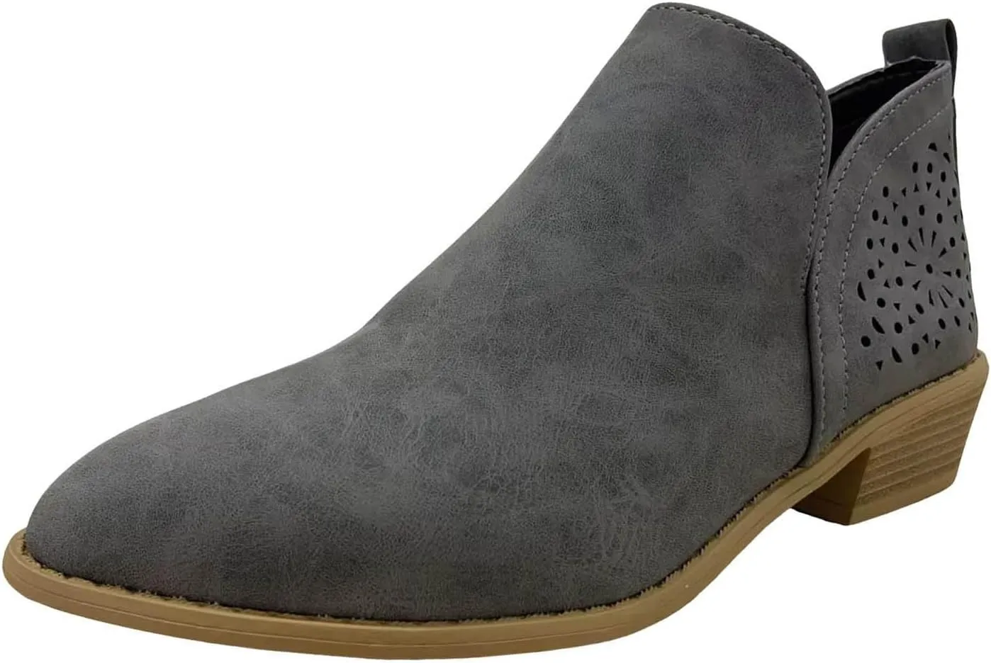 Ankle Boots for Women Chunky Heel Boots Women Fashion Pointed Toe Comfortable V Cut Pull on Chunky Heels Women Boots