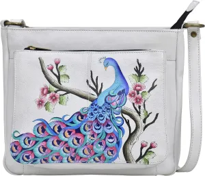 Anna by Anuschka Hand Painted Womens Genuine Leather Medium Crossbody Handbag,