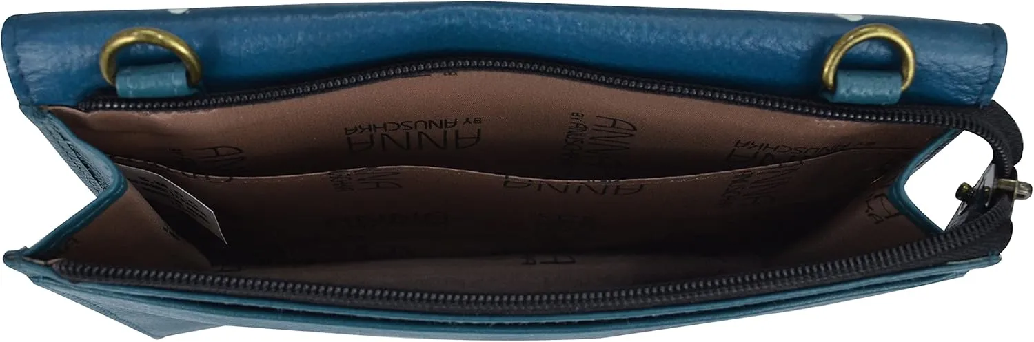 Anna by Anuschka Women's Hand-Painted Genuine Leather 4-In-1 Organizer Crossbody/Belt Bag/Clutch/Wristlet