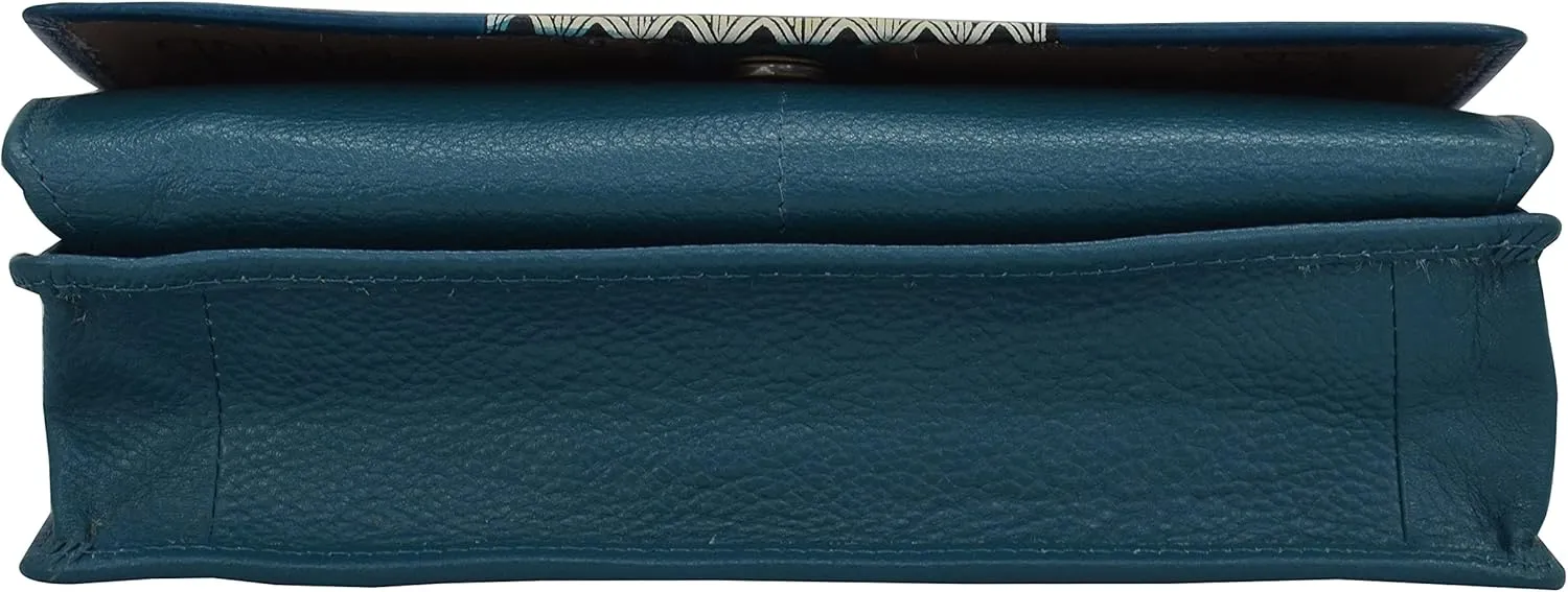 Anna by Anuschka Women's Hand-Painted Genuine Leather 4-In-1 Organizer Crossbody/Belt Bag/Clutch/Wristlet