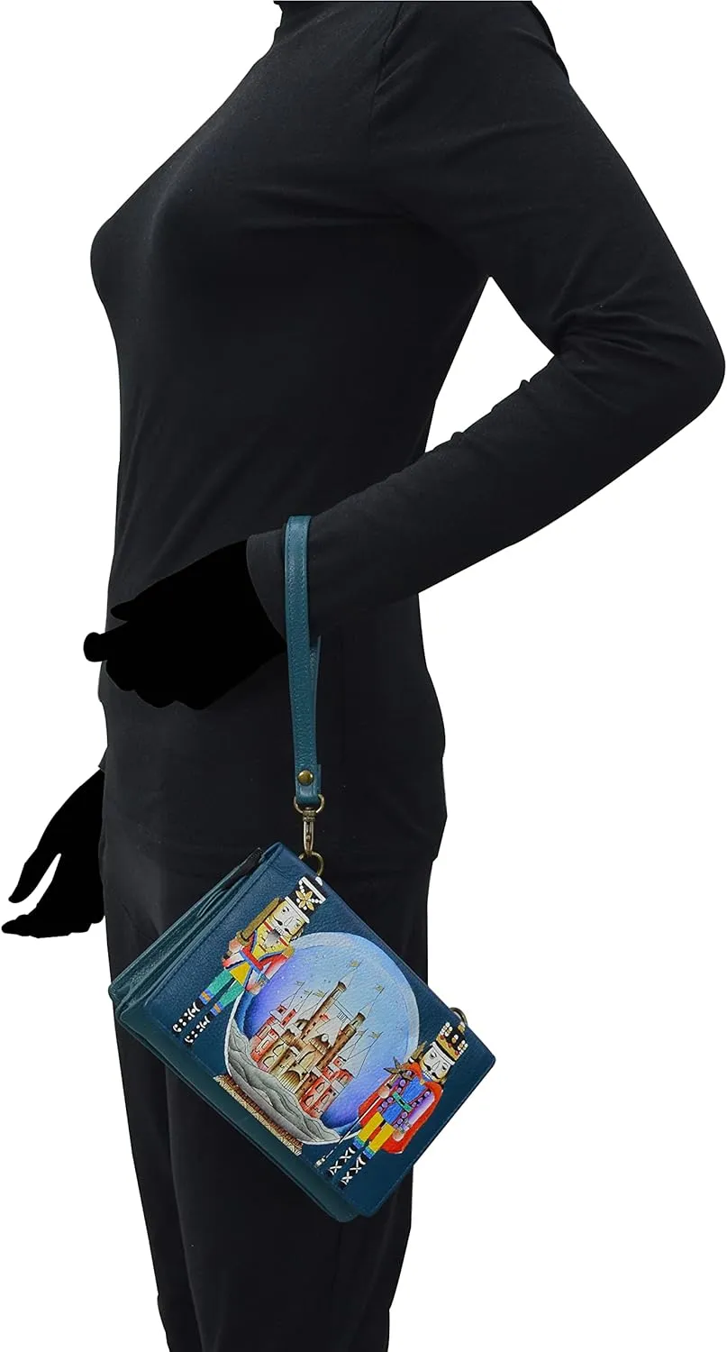 Anna by Anuschka Women's Hand-Painted Genuine Leather 4-In-1 Organizer Crossbody/Belt Bag/Clutch/Wristlet