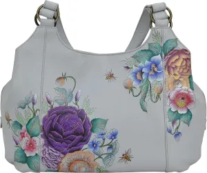 Anuschka Womens Genuine Leather Large Triple Compartment Hobo - Hand Painted Exterior