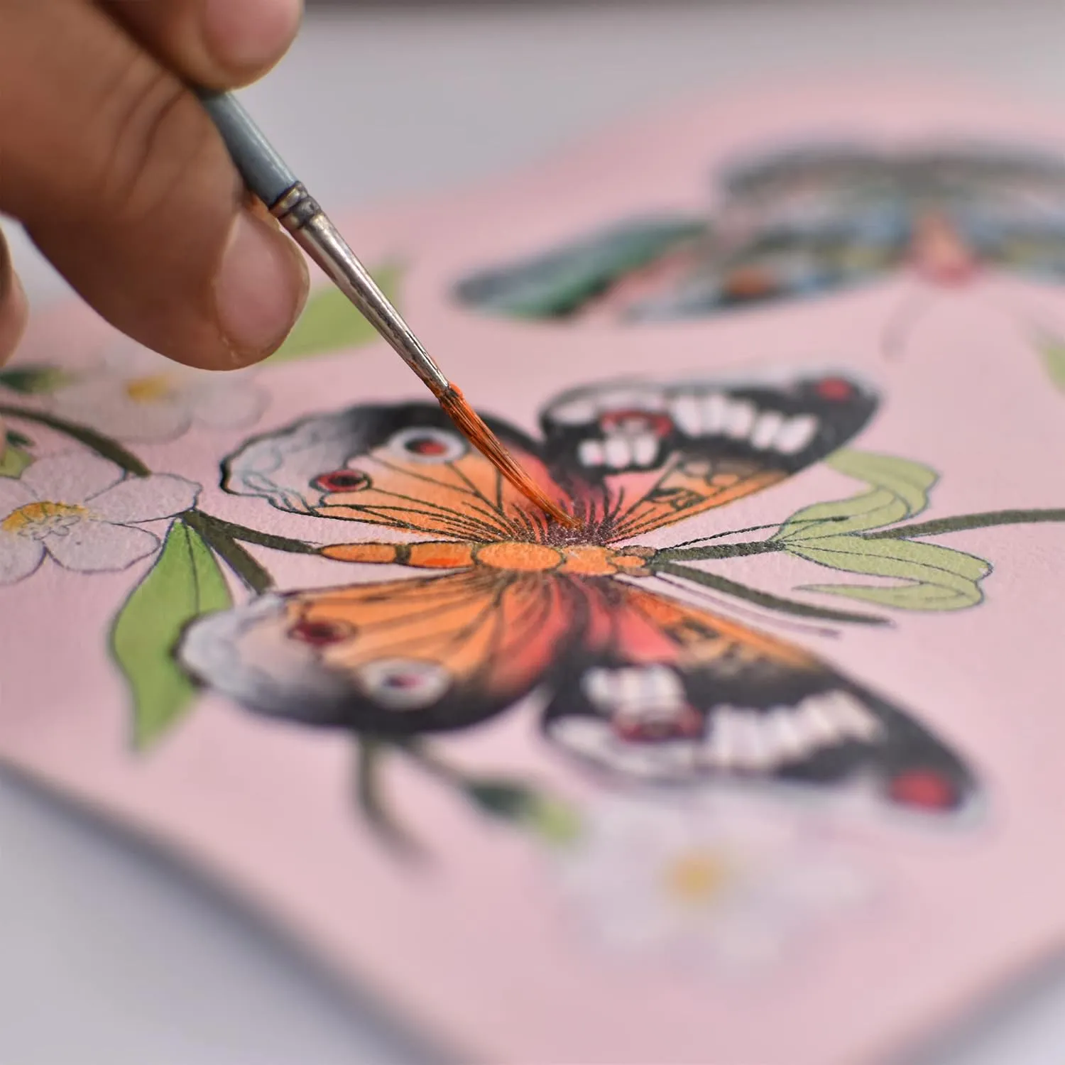 Anuschka Womens Hand-Painted Genuine Leather Credit Card Case - Butterfly Melody