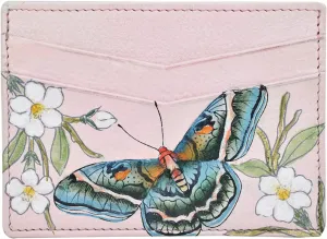 Anuschka Womens Hand-Painted Genuine Leather Credit Card Case - Butterfly Melody