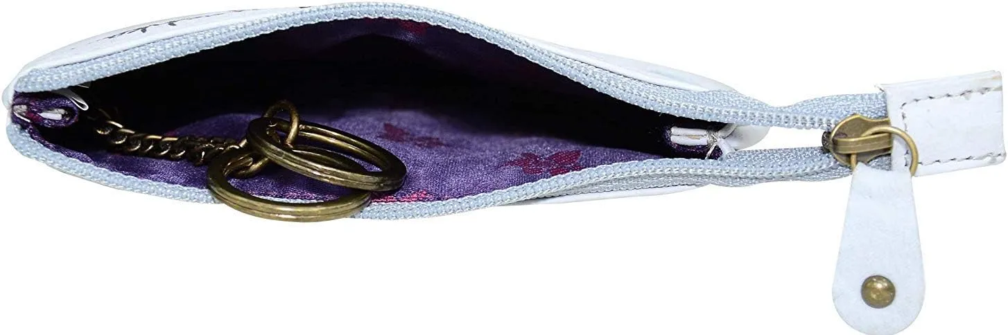 Anuschka Womens Hand-Painted Genuine Leather Medium Zip Pouch - Coin and Key Pouch - Zippered, 2 Key Fobs