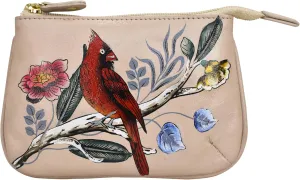 Anuschka Womens Hand-Painted Genuine Leather Medium Zip Pouch - Coin and Key Pouch - Zippered, 2 Key Fobs