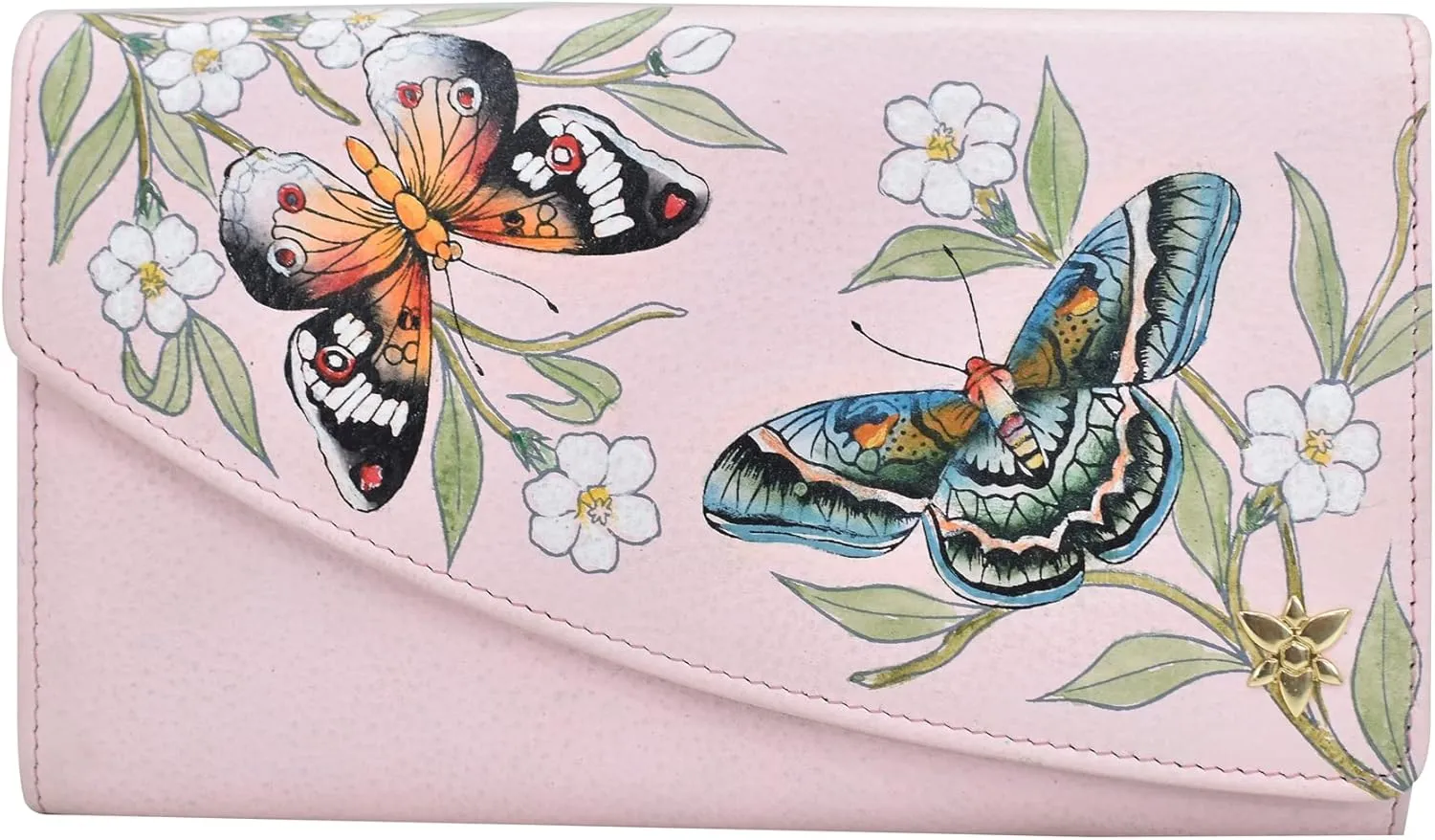 Anuschka Womens Hand-Painted Genuine Leather RFID Blocking Accordion Flap Wallet