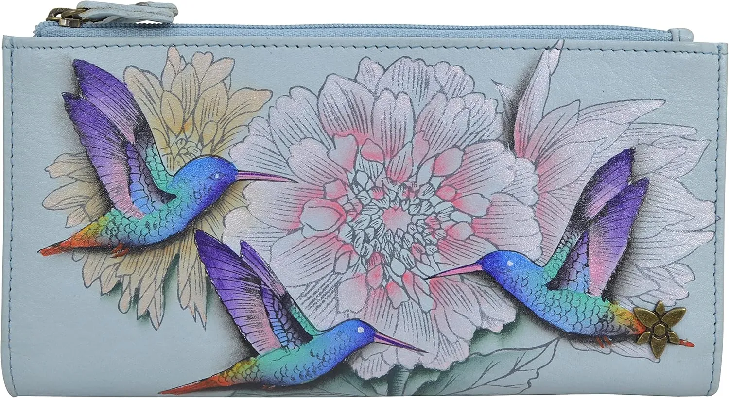 Anuschka Womens Hand-Painted Genuine Leather RFID Blocking Accordion Flap Wallet