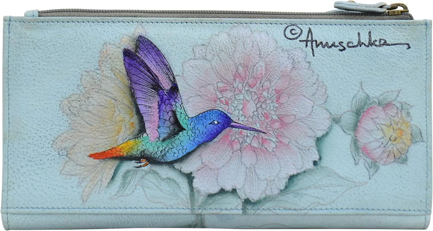 Anuschka Womens Hand-Painted Genuine Leather RFID Blocking Accordion Flap Wallet