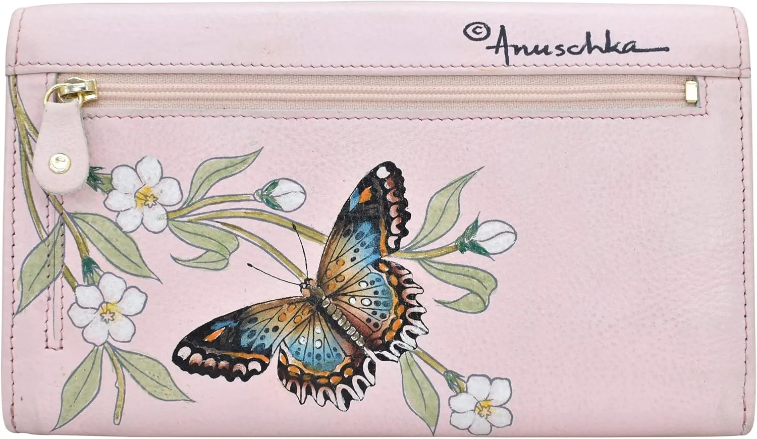 Anuschka Womens Hand-Painted Genuine Leather RFID Blocking Accordion Flap Wallet