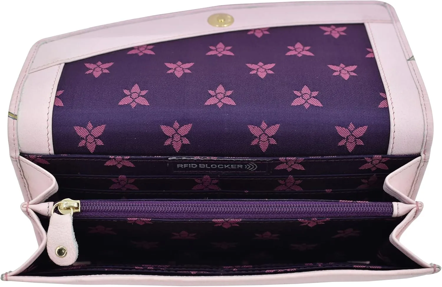 Anuschka Womens Hand-Painted Genuine Leather RFID Blocking Accordion Flap Wallet