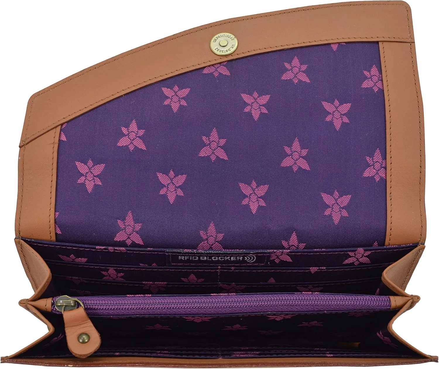 Anuschka Womens Hand-Painted Genuine Leather RFID Blocking Accordion Flap Wallet