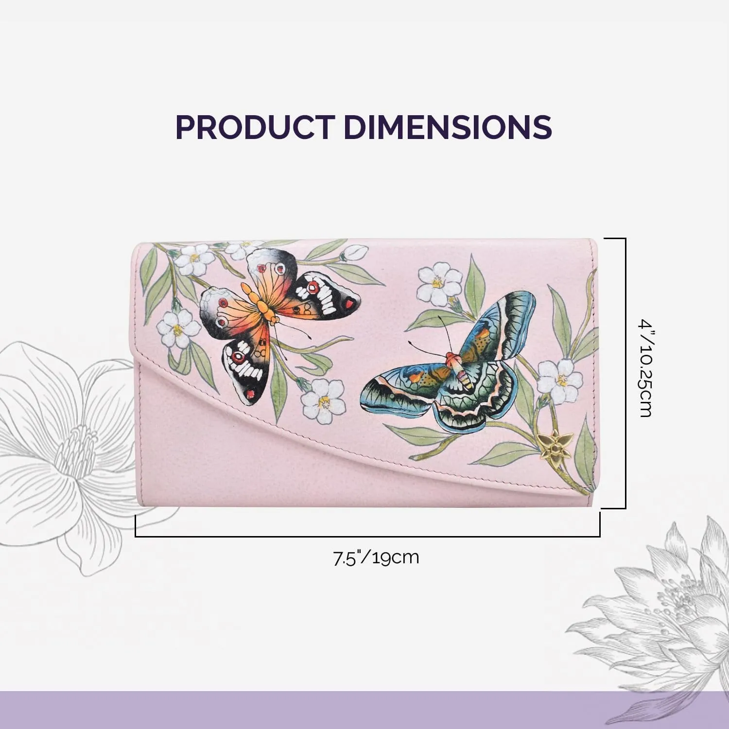 Anuschka Womens Hand-Painted Genuine Leather RFID Blocking Accordion Flap Wallet