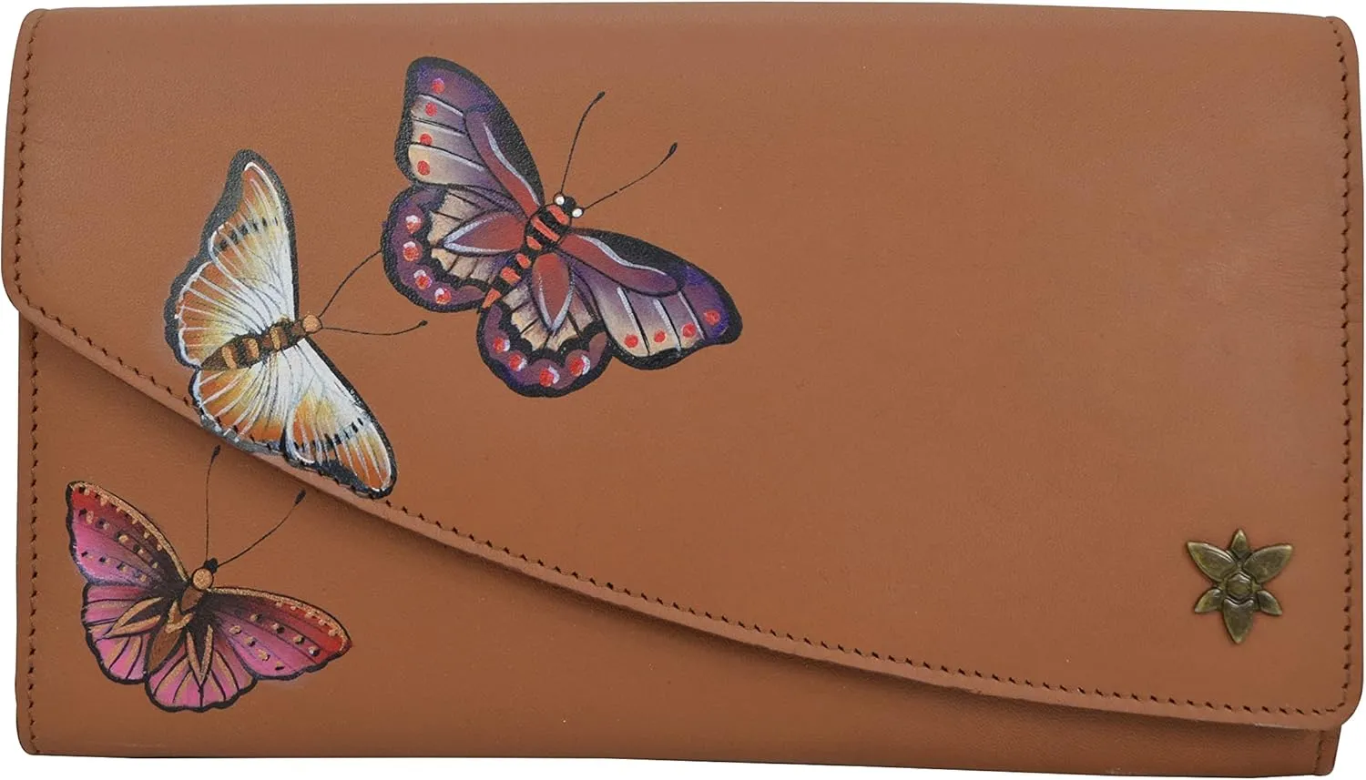 Anuschka Womens Hand-Painted Genuine Leather RFID Blocking Accordion Flap Wallet