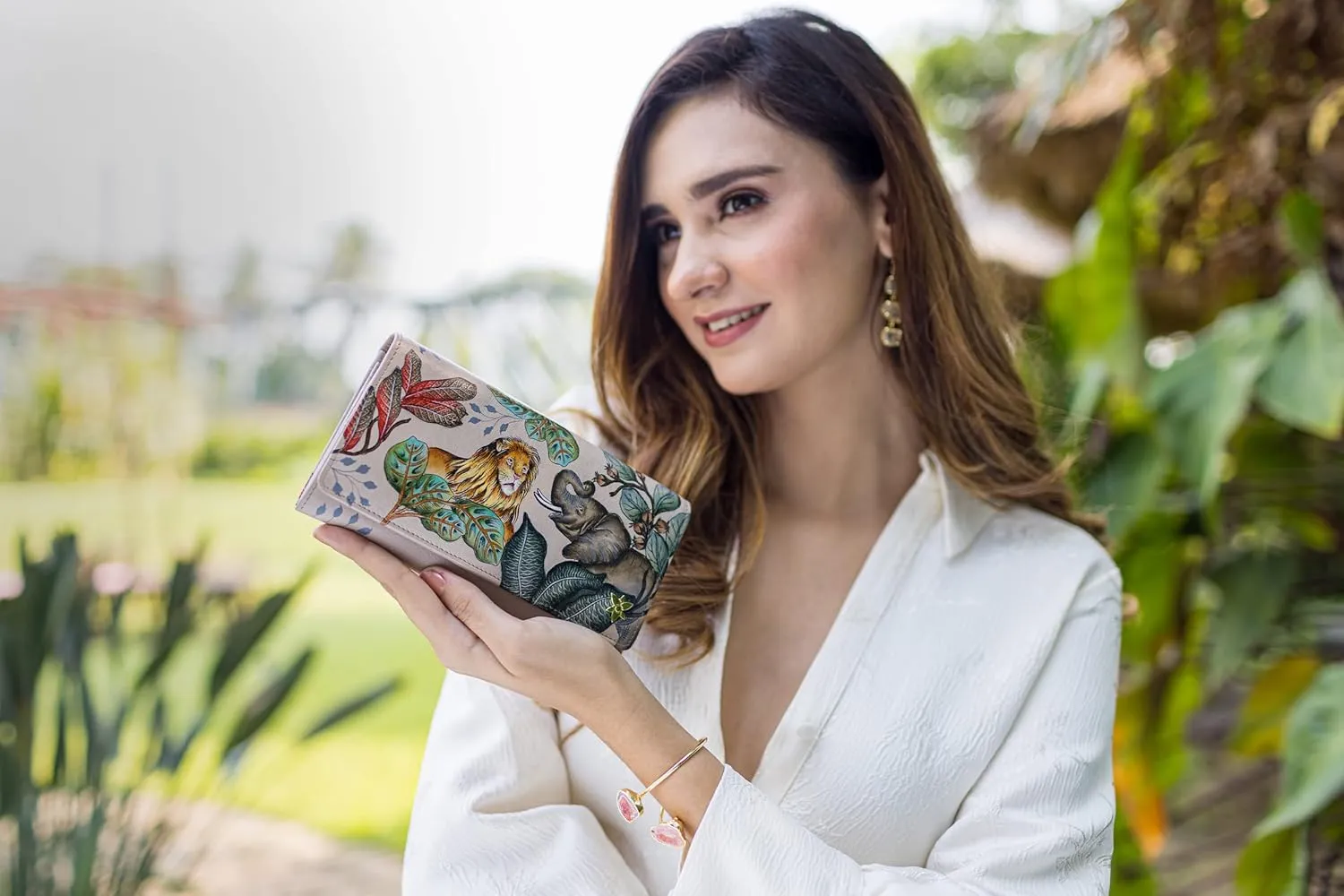 Anuschka Womens Hand-Painted Genuine Leather RFID Blocking Accordion Flap Wallet