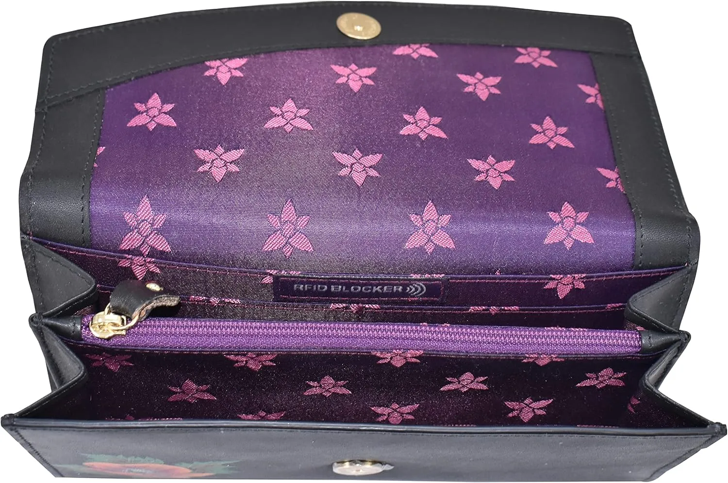 Anuschka Womens Hand-Painted Genuine Leather RFID Blocking Accordion Flap Wallet